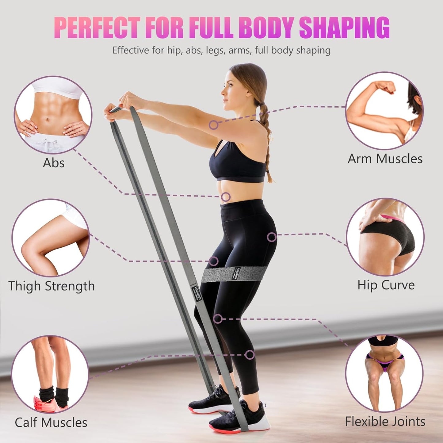 Resistance Bands Set - 3 Pull up and 3 Assistance Bands with Door Anchor for Legs, Glutes, Hip - Fabric Loop Workout Bands for Gym, Home, Office